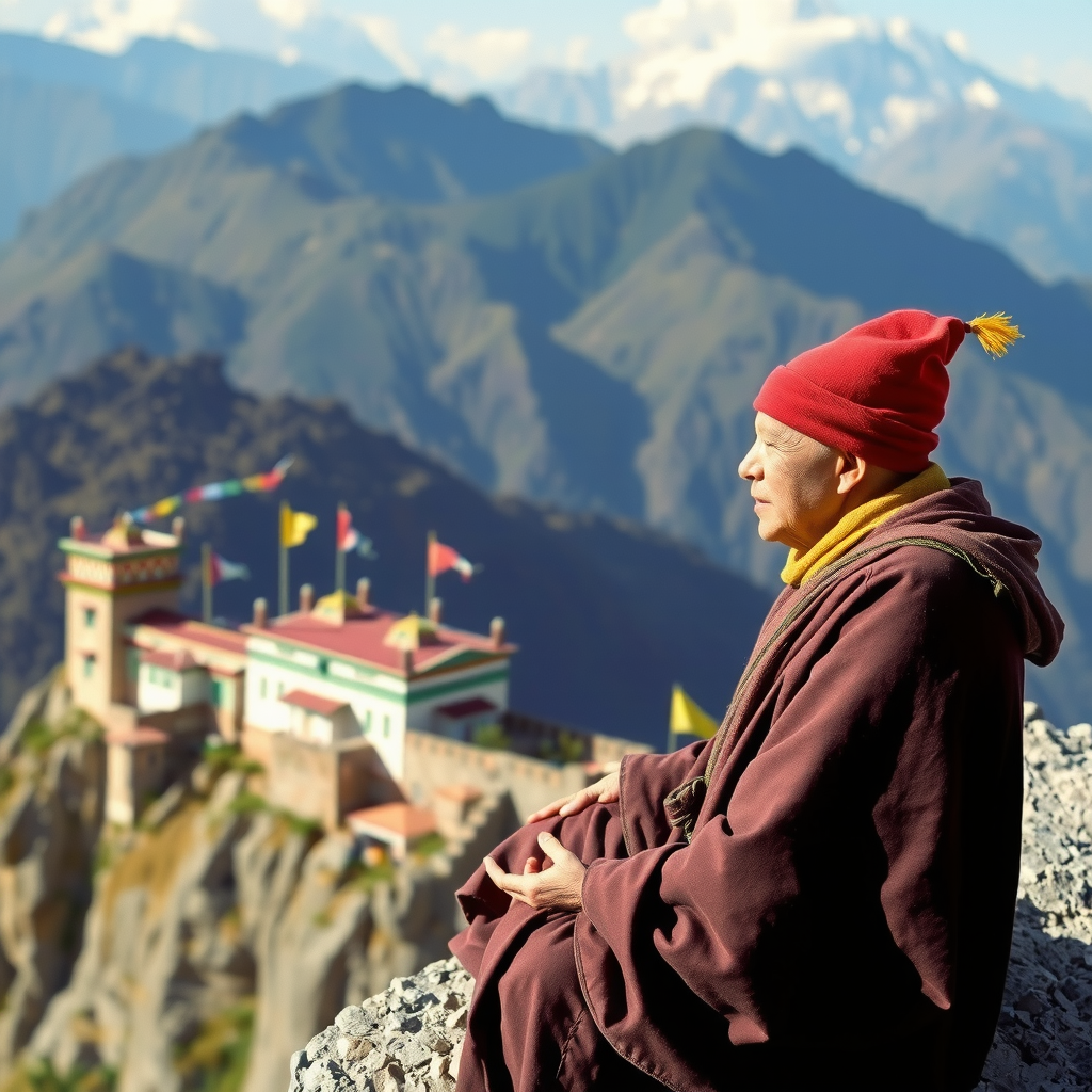 Portrait of an elderly Tibetan...