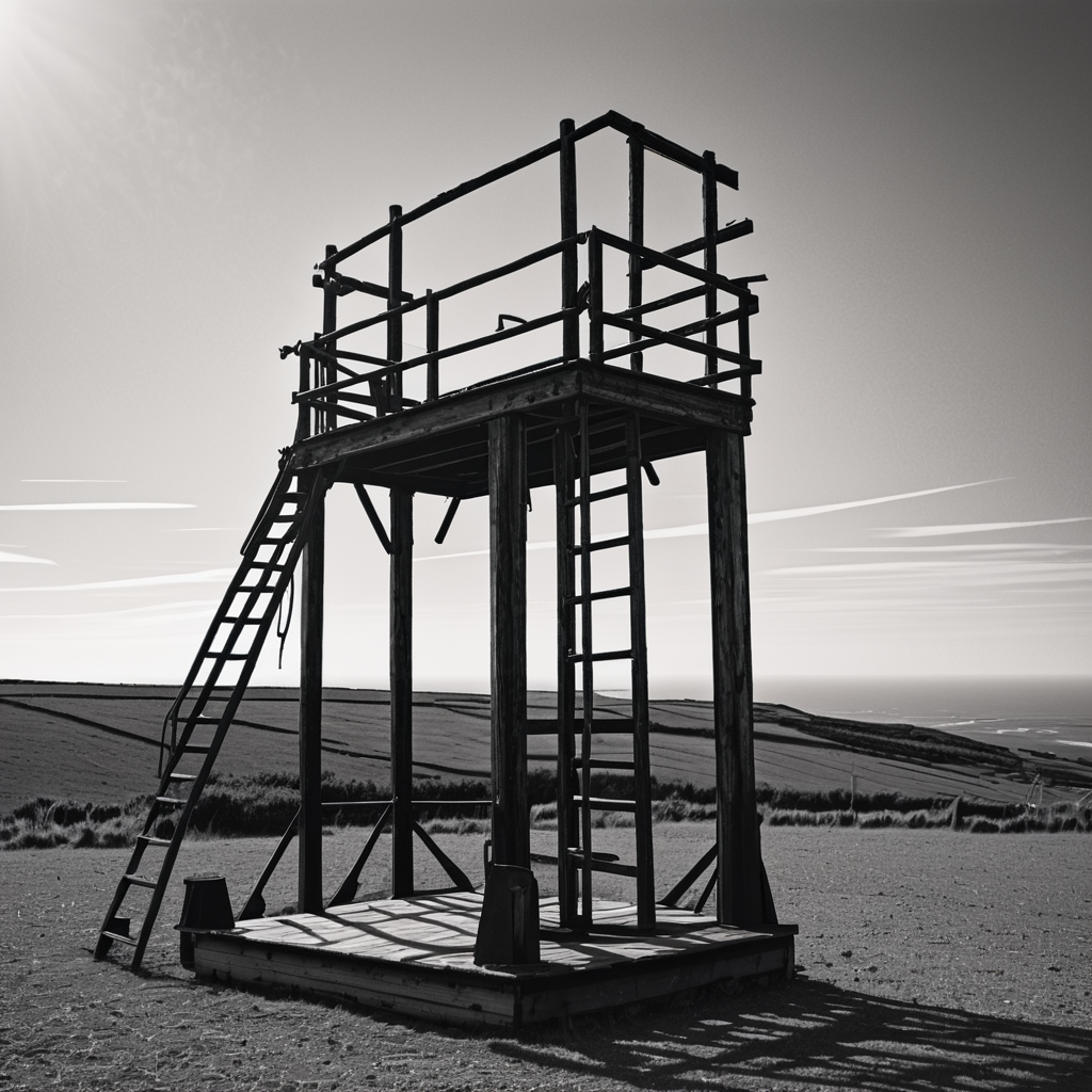 a gallow, whit platform

, RAW photo, 8k uhd, DSLR, sharp fo...
