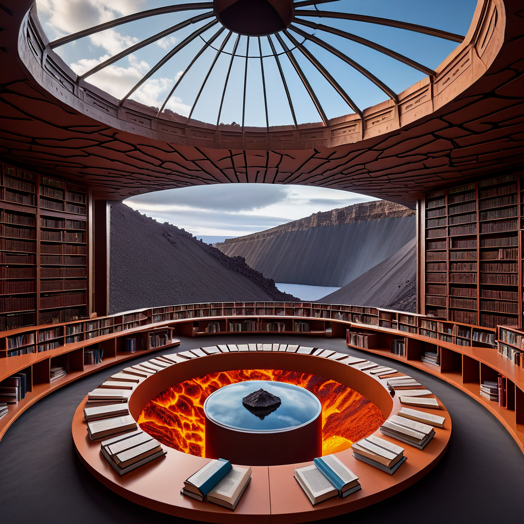 An architectural marvel: a library built inside a dormant vo...