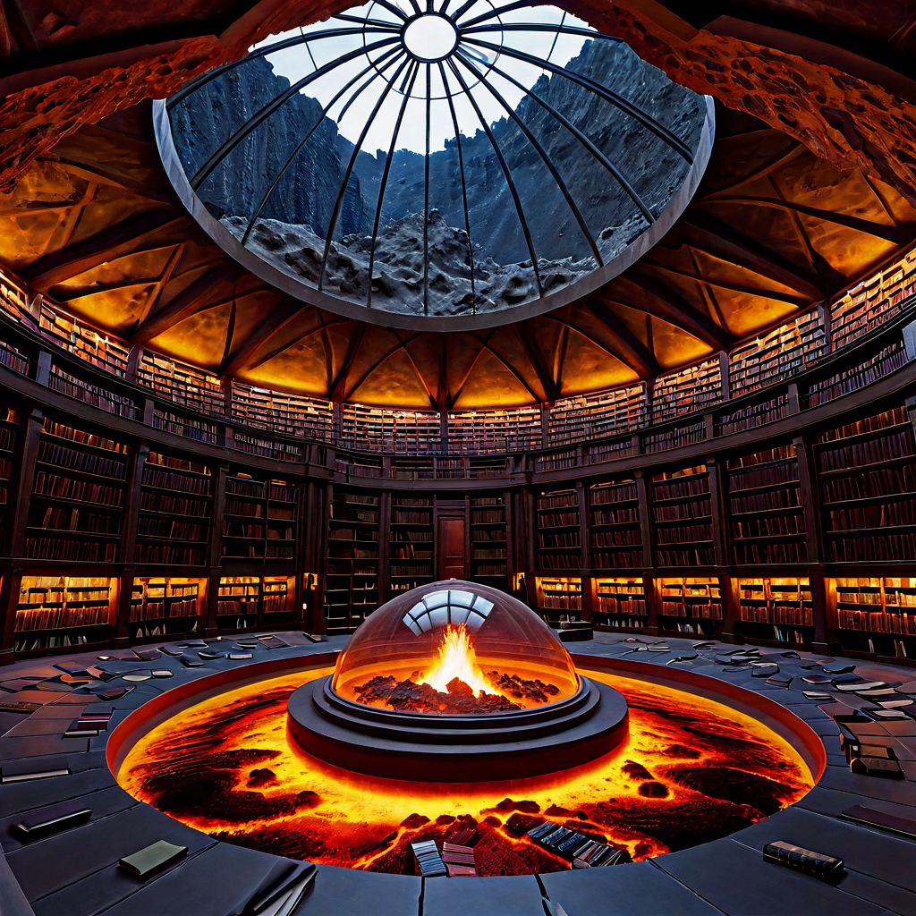 An architectural marvel: a library built inside a dormant vo...