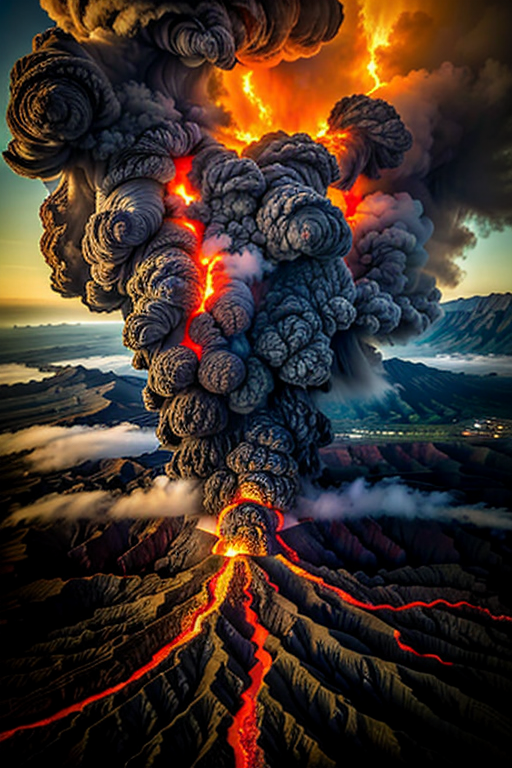 The moment a volcanic eruption meets the sea, lava rivers hi...