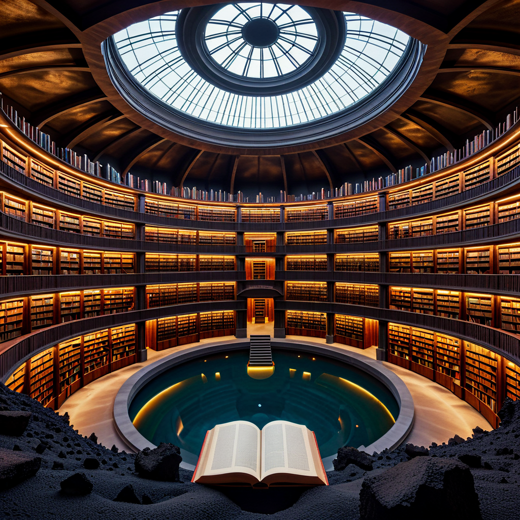 An architectural marvel: a library built inside a dormant vo...