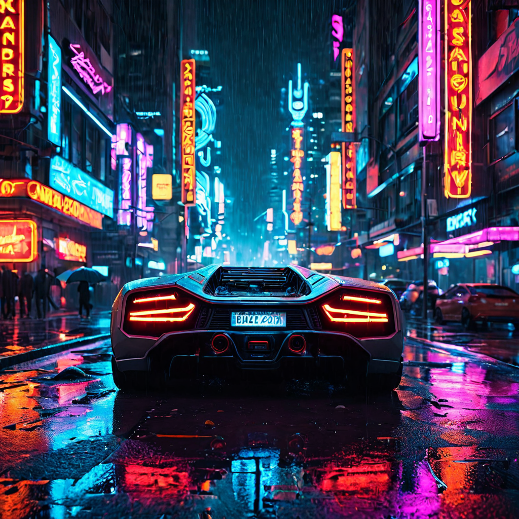 Cyberpunk cityscape at night, rain-slicked streets reflecting neon signs, flying cars, blade runner aesthetic, ultra detailed, artstation